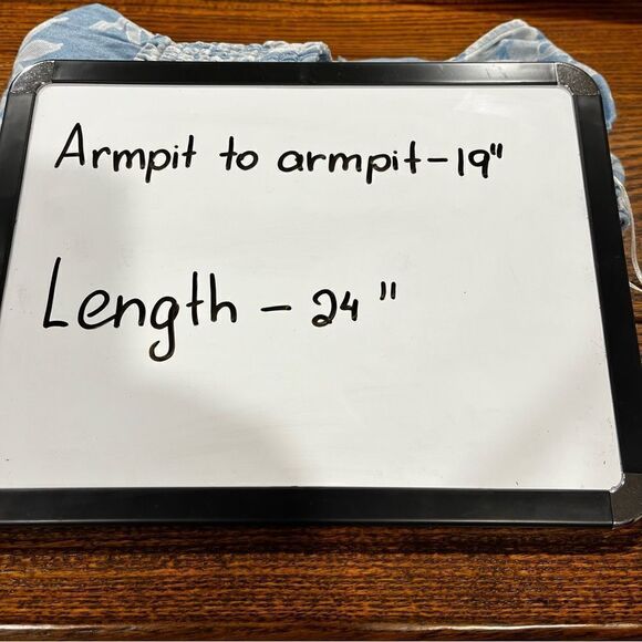 Old Navy Smocked Square Neck Floral Jean Top in Blue NWT - Picture 7 of 11